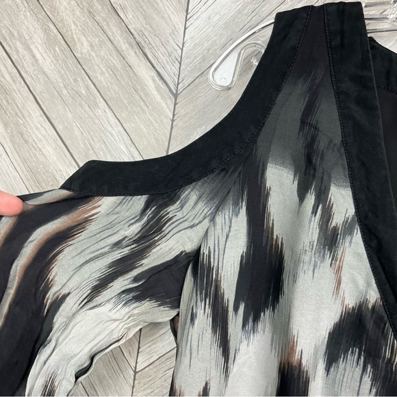 ANTHROPOLOGIE Silk Ombre Ikat Cold Shoulder Dress 12 - Picture 4 of 8
